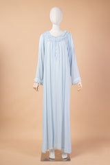 قميص نوم قطن ناعم كم طويل ياقة كشكش #1123