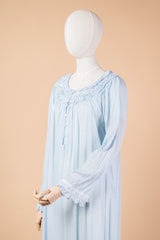 قميص نوم قطن ناعم كم طويل ياقة كشكش #1123