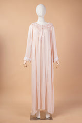 قميص نوم قطن ناعم كم طويل ياقة كشكش #1123