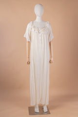 قميص نفاس طويل بتصميم دانتيل وكشكش أنثوي فخم #1136