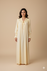 قميص نفاس قصة واسعة بتصميم مكرمش وتطريز ورود ناعمة على الصدر #1129