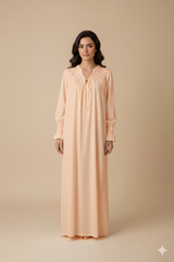 قميص نفاس قصة واسعة بتصميم مكرمش وتطريز ورود ناعمة على الصدر #1129