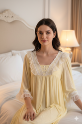 قميص نوم بياقة كشكش ودانتيل فاخر #1125