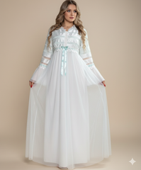 Cotton maternity dress with tulle overlay