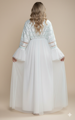 Cotton maternity dress with tulle overlay