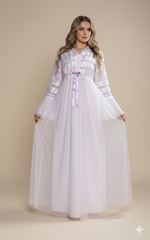 Cotton maternity dress with tulle overlay