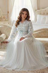 Cotton maternity dress with tulle overlay