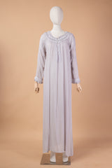 قميص نوم قطن ناعم كم طويل ياقة كشكش #1123