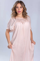 قميص نوم قطن 100% مصمم مع طبقة جوبير على الصدر