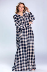 Plaid design viscose cotton jalabiya