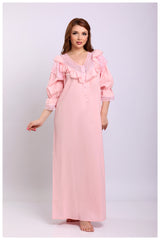 قميص نفاس قطن لينو ياقة دانتيل كشكش #1117