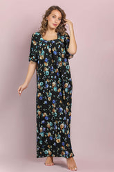 جلابية بنقشة الورود من ألياف الليكرا الرقيقة