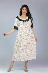 قميص نوم ميدي بنقاط ودانتيل #1302