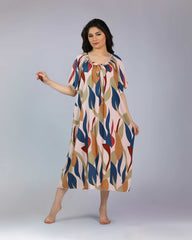 قميص ميدي كاجوال بنقشة هندسية ملونة #1303