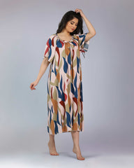 قميص ميدي كاجوال بنقشة هندسية ملونة #1303