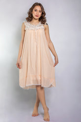 قميص نوم قصير بدانتيل فاخر وألوان باستيل ناعمة #2110