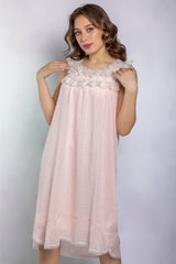 قميص نوم قصير بدانتيل فاخر وألوان باستيل ناعمة #2110