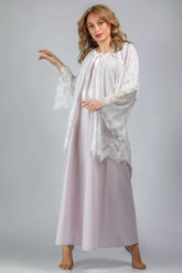 Pure cotton leno maternity shirt designed with a lace top robe