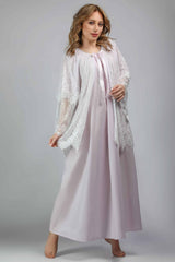 Pure cotton leno maternity shirt designed with a lace top robe