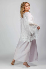 Pure cotton leno maternity shirt designed with a lace top robe