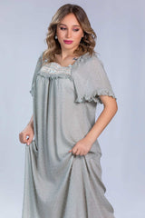 قميص نوم قطن 100% مصمم مع طبقة جوبير على الصدر