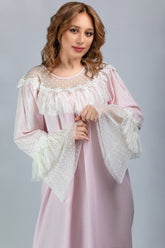 Pure cotton maternity shirt with tulle collar and polka dot pattern