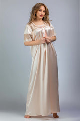 Satin maternity shirt with square collar and buttons