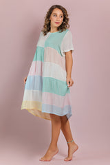 جلابية قصيرة بنمط باتشورك من قطن الفسكوز #2131