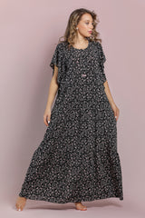 جلابية ليكرا ناعمة بأكمام دائرية قصيرة