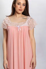 قميص نوم ليكرا ناعم بنقشة مخططة ناعمة #1321