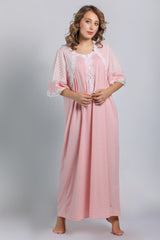 قميص نفاس قطن مع طبقة دانتيل منقط #1507