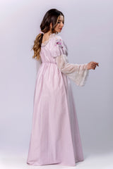 قميص نفاس بلون بنفسجي مع تطريز ورود على الأكمام #1185