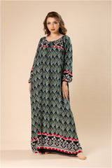 Long-sleeved jalabiya with modern patterns #1201
