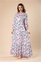 Floral Pattern & Cotton Viscose Maxi Dress #1202