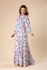 Floral Pattern & Cotton Viscose Maxi Dress #1202