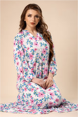 Floral Pattern & Cotton Viscose Maxi Dress #1202