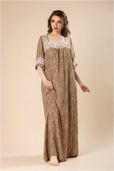 Soft rose lace jalabiya, viscose cotton #1206