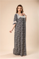 Soft rose lace jalabiya, viscose cotton #1206