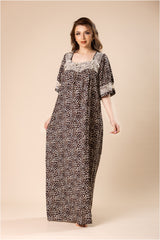 Soft rose lace jalabiya, viscose cotton #1206