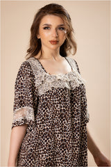 Soft rose lace jalabiya, viscose cotton #1206