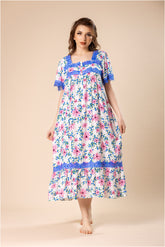 جلابية ميدي من القطن بنقشات الزهور #1217