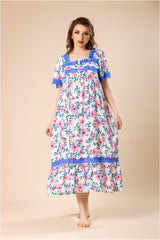 جلابية ميدي من القطن بنقشات الزهور #1217