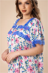 جلابية ميدي من القطن بنقشات الزهور #1217