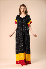 جلابية دوتس كولور – أسود منقط بأطراف ملوّنة #1214