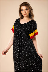 جلابية دوتس كولور – أسود منقط بأطراف ملوّنة #1214