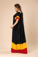 جلابية دوتس كولور – أسود منقط بأطراف ملوّنة #1214