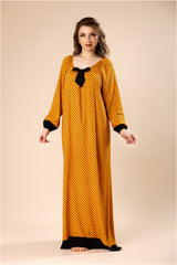 جلابية النقاط الملكية - لون عسلي بنقشة بولكا #1207