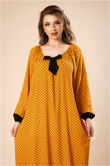 جلابية النقاط الملكية - لون عسلي بنقشة بولكا #1207