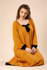 جلابية النقاط الملكية - لون عسلي بنقشة بولكا #1207