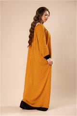 جلابية النقاط الملكية - لون عسلي بنقشة بولكا #1207